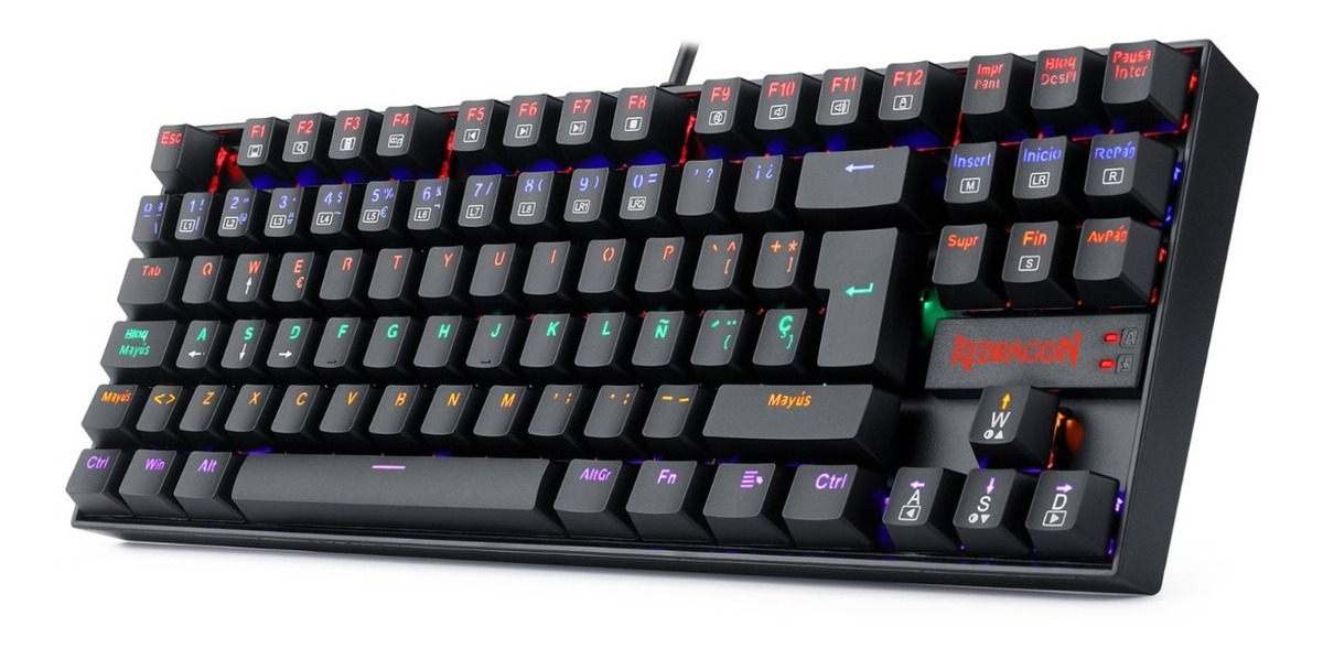 TECLADO USB GAMER MECANICO REDRAGON   K552 Kumara Negro Rainbow (K552-KR) Switch Rojo