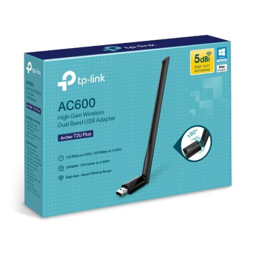 PLACA WIFI USB TP-LINK ARCHER T2U PLUS | DUAL BAND 2.4GHZ Y 5GHZ | 5 DBI